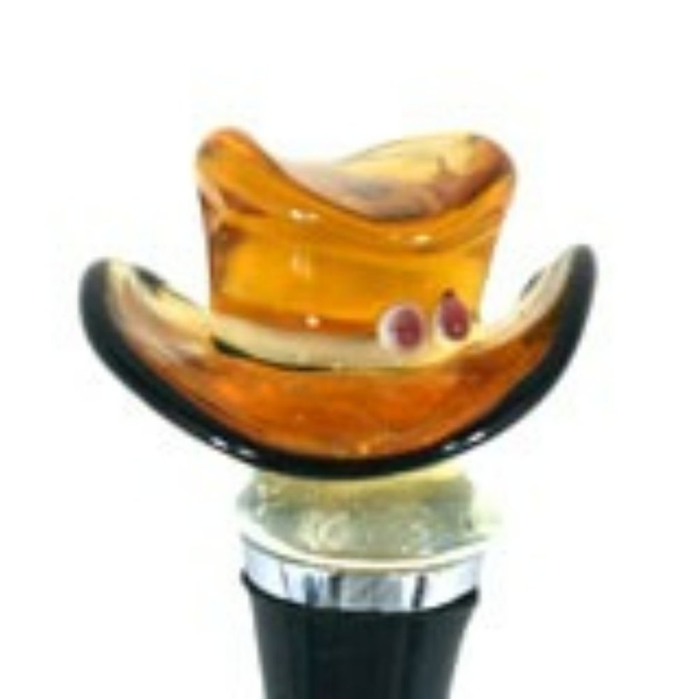 Glass Wine Stopper - Cowboy Hat